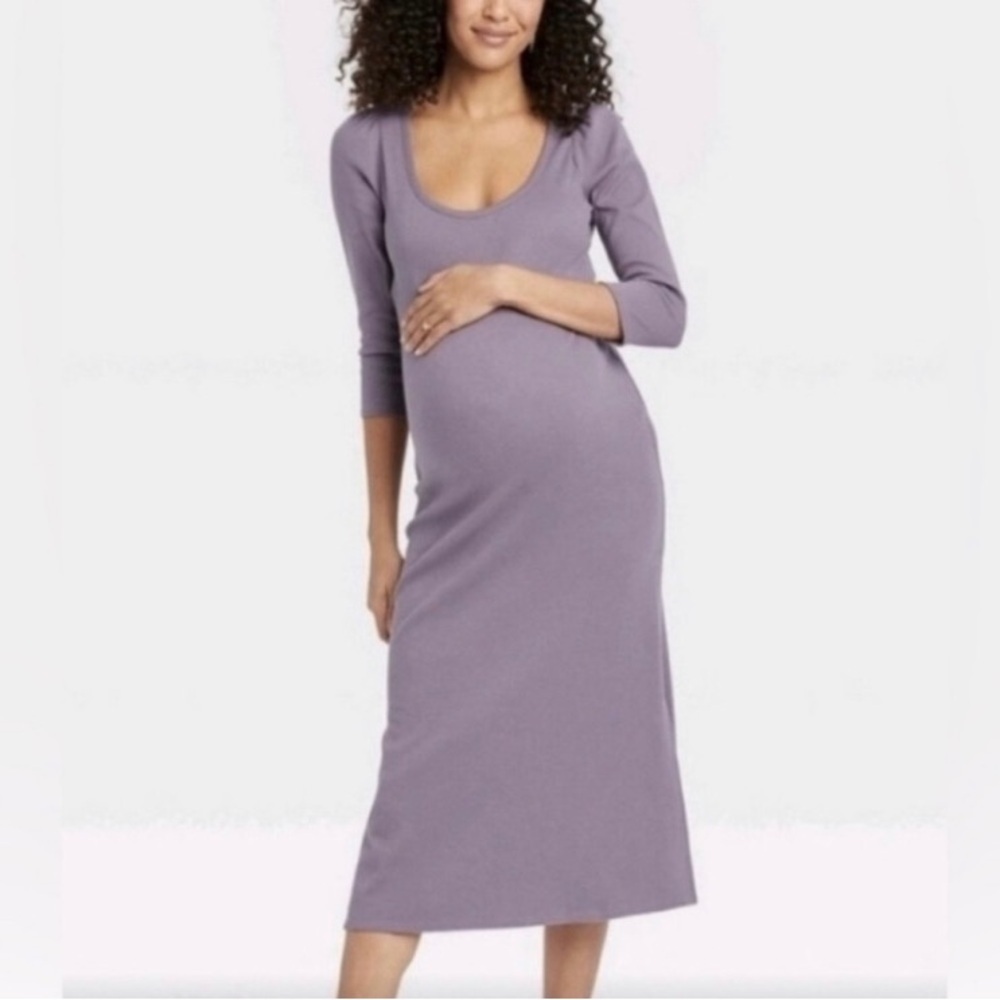The Nines by HATCH Lavender Scoop-Neck Maternity Dress